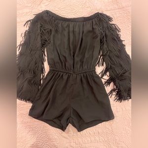 Girls MIA  size S fringe long  sleeve one piece black shorts romper
